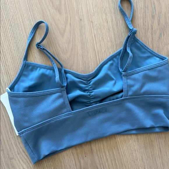 l*space Slate Blue Ruched Active Crop Top & High-Waist Bottoms - Picture 3 of 5